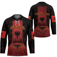 Personalized Albania Hockey Jersey Black Double Headed Eagle - Wonder Print Shop