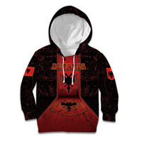 Personalized Albania Kid Hoodie Black Double Headed Eagle - Wonder Print Shop