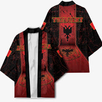Personalized Albania Kimono Black Double Headed Eagle - Wonder Print Shop