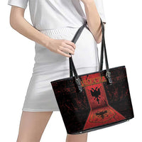 Albania Leather Tote Bag Black Double Headed Eagle - Wonder Print Shop