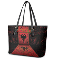 Albania Leather Tote Bag Black Double Headed Eagle - Wonder Print Shop