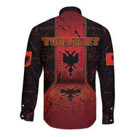 Personalized Albania Long Sleeve Button Shirt Black Double Headed Eagle - Wonder Print Shop