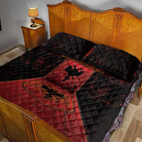 Albania Quilt Bed Set Black Double Headed Eagle - Wonder Print Shop
