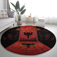 Albania Round Carpet Black Double Headed Eagle - Wonder Print Shop