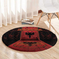 Albania Round Carpet Black Double Headed Eagle - Wonder Print Shop