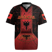 Personalized Albania Rugby Jersey Black Double Headed Eagle - Wonder Print Shop