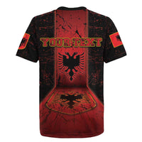 Personalized Albania Rugby Jersey Black Double Headed Eagle - Wonder Print Shop