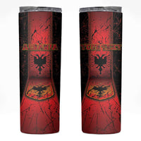 Personalized Albania Skinny Tumbler Black Double Headed Eagle - Wonder Print Shop