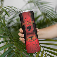 Personalized Albania Skinny Tumbler Black Double Headed Eagle - Wonder Print Shop