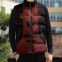 Personalized Albania Sleeveless Puffer Jacket Black Double Headed Eagle - Wonder Print Shop
