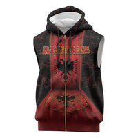 Personalized Albania Sleeveless Zip Hoodie Black Double Headed Eagle - Wonder Print Shop