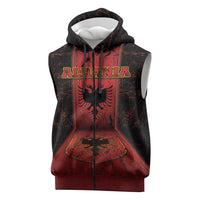 Personalized Albania Sleeveless Zip Hoodie Black Double Headed Eagle - Wonder Print Shop