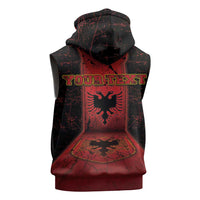 Personalized Albania Sleeveless Zip Hoodie Black Double Headed Eagle - Wonder Print Shop