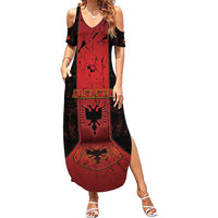 Personalized Albania Summer Maxi Dress Black Double Headed Eagle - Wonder Print Shop