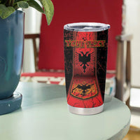Personalized Albania Tumbler Cup Black Double Headed Eagle - Wonder Print Shop