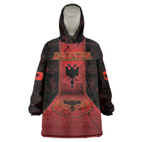 Personalized Albania Wearable Blanket Hoodie Black Double Headed Eagle - Wonder Print Shop