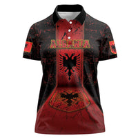 Personalized Albania Women Polo Shirt Black Double Headed Eagle - Wonder Print Shop