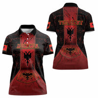 Personalized Albania Women Polo Shirt Black Double Headed Eagle - Wonder Print Shop