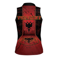 Personalized Albania Women Sleeveless Polo Shirt Black Double Headed Eagle - Wonder Print Shop