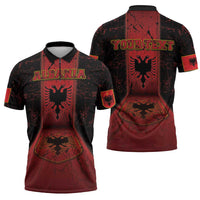 Personalized Albania Zipper Polo Shirt Black Double Headed Eagle - Wonder Print Shop