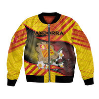 Personalized Andorra Bomber Jacket The Grandalla Flowers With Symbol - Wonder Print Shop