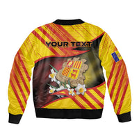 Personalized Andorra Bomber Jacket The Grandalla Flowers With Symbol - Wonder Print Shop