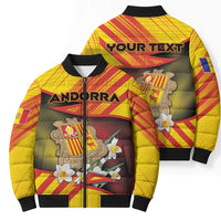 Personalized Andorra Bomber Puffer Jacket The Grandalla Flowers With Symbol - Wonder Print Shop