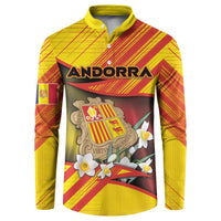 Personalized Andorra Button Sweatshirt The Grandalla Flowers With Symbol - Wonder Print Shop