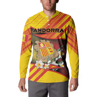 Personalized Andorra Button Sweatshirt The Grandalla Flowers With Symbol - Wonder Print Shop
