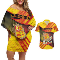 Personalized Andorra Couples Matching Off Shoulder Short Dress and Hawaiian Shirt The Grandalla Flowers With Symbol - Wonder Print Shop