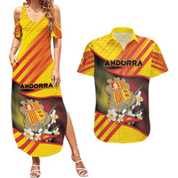 Personalized Andorra Couples Matching Summer Maxi Dress and Hawaiian Shirt The Grandalla Flowers With Symbol - Wonder Print Shop