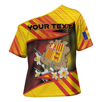 Personalized Andorra Cross Shoulder Shirt The Grandalla Flowers With Symbol - Wonder Print Shop