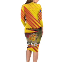 Personalized Andorra Family Matching Long Sleeve Bodycon Dress and Hawaiian Shirt The Grandalla Flowers With Symbol - Wonder Print Shop