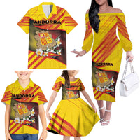 Personalized Andorra Family Matching Off The Shoulder Long Sleeve Dress and Hawaiian Shirt The Grandalla Flowers With Symbol - Wonder Print Shop