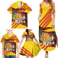 Personalized Andorra Family Matching Summer Maxi Dress and Hawaiian Shirt The Grandalla Flowers With Symbol - Wonder Print Shop