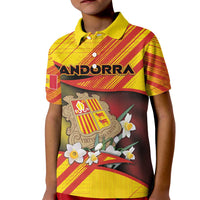 Personalized Andorra Kid Polo Shirt The Grandalla Flowers With Symbol - Wonder Print Shop