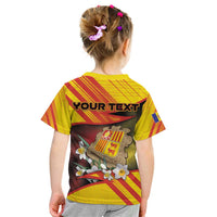 Personalized Andorra Kid T Shirt The Grandalla Flowers With Symbol - Wonder Print Shop