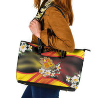 Andorra Leather Tote Bag The Grandalla Flowers With Symbol - Wonder Print Shop