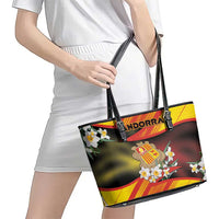 Andorra Leather Tote Bag The Grandalla Flowers With Symbol - Wonder Print Shop