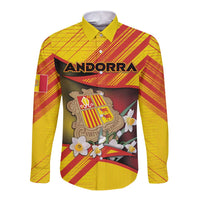 Personalized Andorra Long Sleeve Button Shirt The Grandalla Flowers With Symbol - Wonder Print Shop