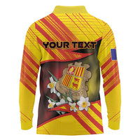 Personalized Andorra Long Sleeve Polo Shirt The Grandalla Flowers With Symbol - Wonder Print Shop