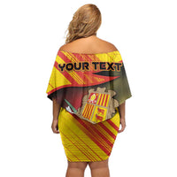 Personalized Andorra Off Shoulder Short Dress The Grandalla Flowers With Symbol - Wonder Print Shop