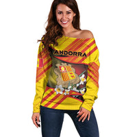 Personalized Andorra Off Shoulder Sweater The Grandalla Flowers With Symbol - Wonder Print Shop
