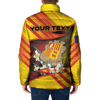 Personalized Andorra Padded Jacket The Grandalla Flowers With Symbol - Wonder Print Shop