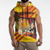 Personalized Andorra Sleeveless Hoodie The Grandalla Flowers With Symbol - Wonder Print Shop