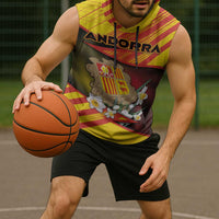 Personalized Andorra Sleeveless Hoodie The Grandalla Flowers With Symbol - Wonder Print Shop