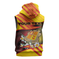 Personalized Andorra Sleeveless Zip Hoodie The Grandalla Flowers With Symbol - Wonder Print Shop