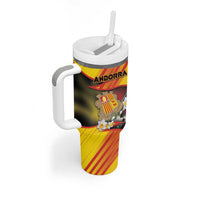 Personalized Andorra Tumbler With Handle The Grandalla Flowers With Symbol - Wonder Print Shop