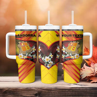 Personalized Andorra Tumbler With Handle The Grandalla Flowers With Symbol - Wonder Print Shop