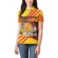 Personalized Andorra Women Polo Shirt The Grandalla Flowers With Symbol - Wonder Print Shop